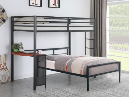 Fisher 2-Piece (Twin Twin) Metal Workstation Loft Bed Set Gunmetal Online now