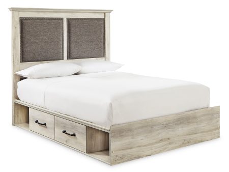 Cambeck Whitewash King Upholstered Platform Bed with 2 Side Under Bed Storage Hot on Sale