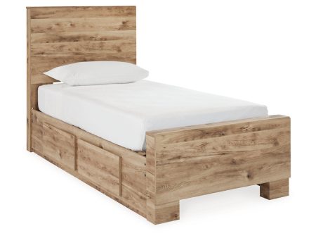 Hyanna Tan Brown Twin Panel Bed with 1 Side Storage Online now