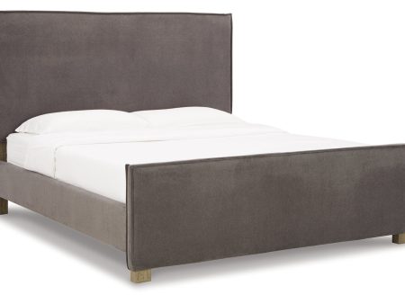 Krystanza Weathered Gray King Upholstered Panel Bed Fashion