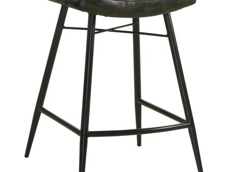 Bayu Leather Upholstered Saddle Seat Backless Counter Height Stool Antique Espresso and Black (Set of 2) For Discount