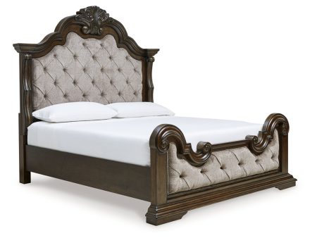 Maylee Dark Brown King Upholstered Bed Discount