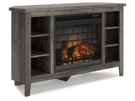 Arlenbry Gray Corner TV Stand with Electric Fireplace Hot on Sale