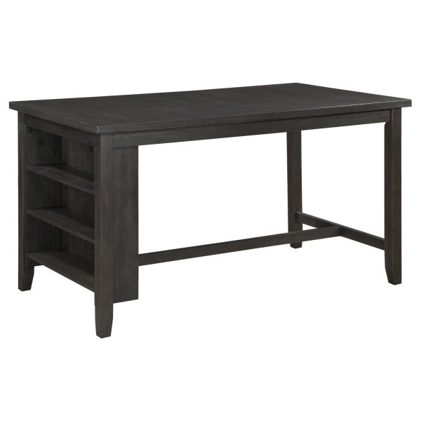 Elliston Rectangular Counter Height Dining Table with Storage Shelves Dark Grey Fashion