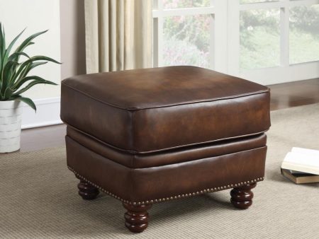 Montbrook Nailheads Ottoman Hand Rubbed Brown Online Sale