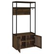 Quincy 2-door Engineered Wood Hall Tree Dark Pine and Black Hot on Sale