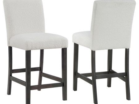 Alba Boucle Upholstered Counter Height Dining Chair White and Charcoal Grey (Set of 2) on Sale