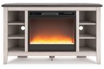 Dorrinson Two-tone Corner TV Stand with Electric Fireplace For Discount