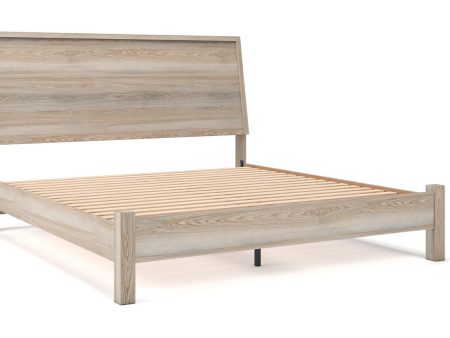 Hasbrick Tan King Panel Bed Cheap