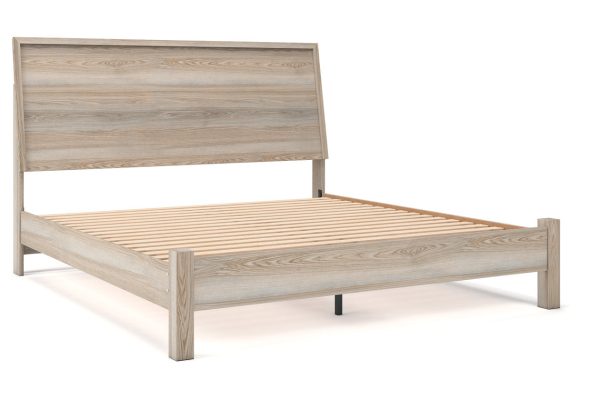 Hasbrick Tan King Panel Bed Cheap