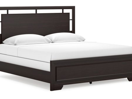 Covetown Dark Brown King Panel Bed For Cheap