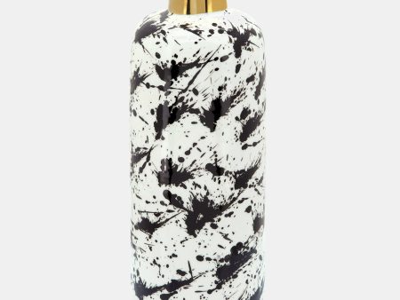 15 h Vase W  Gold Neck, White black For Cheap