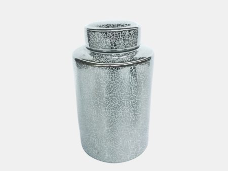 Ceramic 12  Jar, Crackle Silver Online