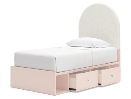 Wistenpine Blush Twin Upholstered Panel Bed with Storage Supply