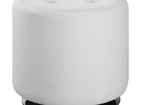 Bowman Round Upholstered Ottoman White Supply