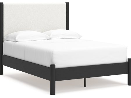 Cadmori Black White Full Upholstered Panel Bed Online