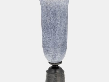 20 , Glass Vase W metal Base, Blue Online