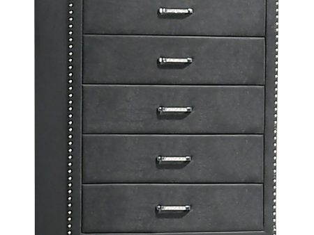 Melody 5-drawer Upholstered Chest Grey Fashion