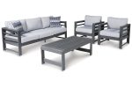 Amora Charcoal Outdoor Sofa, 2 Lounge Chairs and Coffee Table Sale