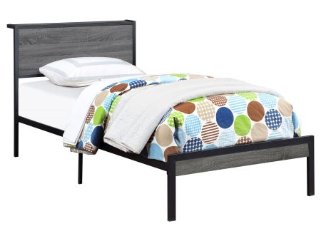 Ricky Twin Platform Bed Grey and Black Hot on Sale