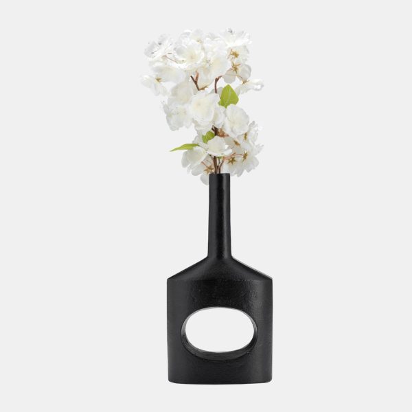 Metal,12 h, Small Modern Open Cut Out Vase,black Cheap