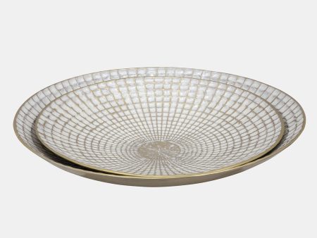 S 2 Metal 18 21  Round Plates, Ivory champagne on Sale