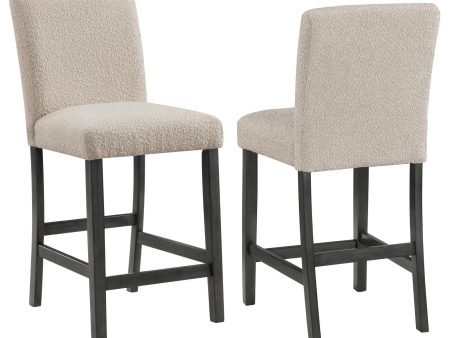 Alba Boucle Upholstered Counter Height Dining Chair Beige and Charcoal Grey (Set of 2) For Cheap