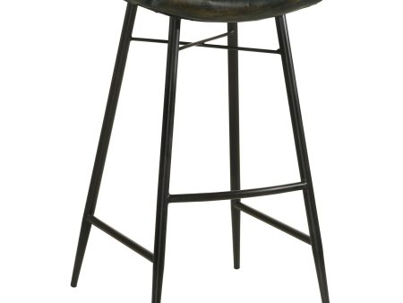 Bayu Leather Upholstered Saddle Seat Backless Bar Stool Antique Espresso and Black (Set of 2) Fashion