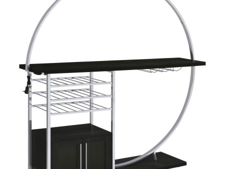 Risley 2-door Circular LED Home Bar with Wine Storage Dark Charcoal Sale