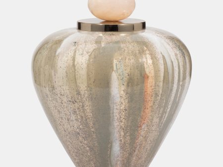 Glass, 10  Temple Vase W  Resin Topper, Blush gree Hot on Sale