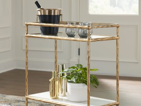 Plattfield Antique Gold Finish Bar Cart Hot on Sale