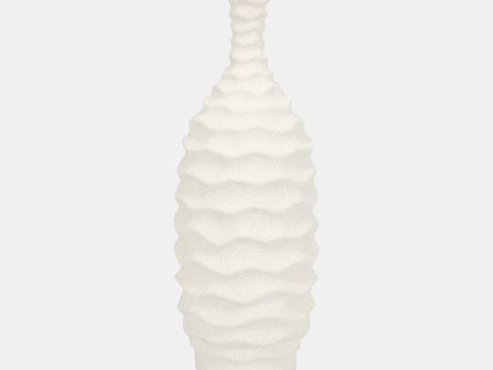 11  Horizontal Ribbon Vase Sand Texture, White For Sale