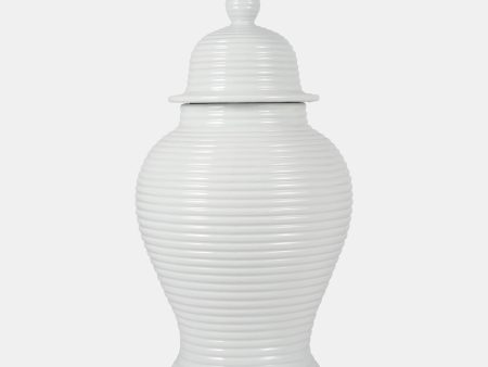 Cer, 24  Ribbed Temple Jar, White Sale