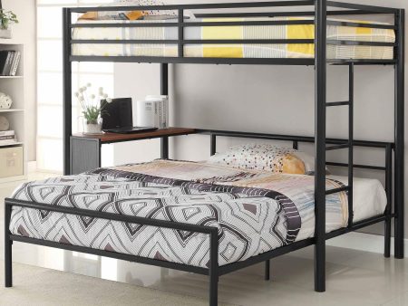 Fisher 2-Piece (Twin Full) Metal Workstation Loft Bed Set Gunmetal Cheap