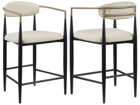 Tina Metal Counter Height Bar Stool with Upholstered Back and Seat Beige (Set of 2) Sale