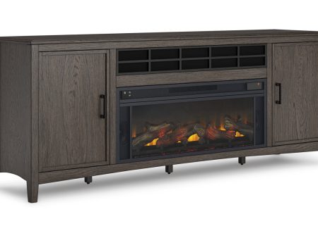 Montillan Grayish Brown 84  TV Stand with Electric Fireplace Supply