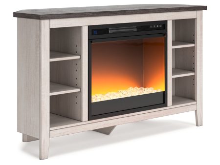 Dorrinson Two-tone Corner TV Stand with Electric Fireplace For Discount