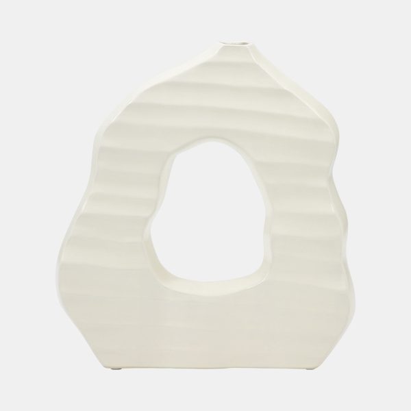 12  Ribbed Open-cut Out Vase, Ivory on Sale