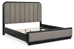 Rowanbeck Gray Black King Upholstered Panel Bed on Sale