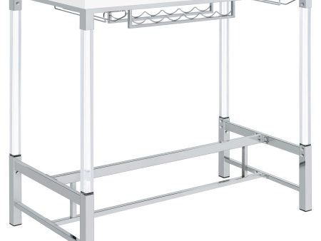 Norcrest Pub Height Bar Table with Acrylic Legs and Wine Storage White High Gloss Cheap