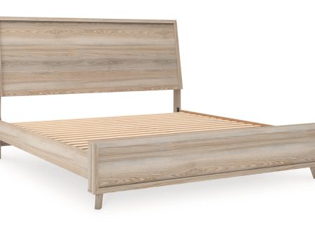 Hasbrick Tan King Panel Bed Hot on Sale