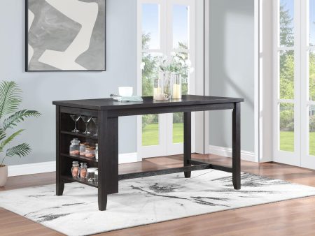 Elliston Rectangular Counter Height Dining Table with Storage Shelves Dark Grey Fashion