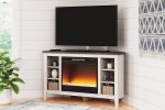 Dorrinson Two-tone Corner TV Stand with Electric Fireplace For Discount