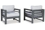 Amora Charcoal Outdoor Loveseat, 2 Lounge Chairs and Coffee Table Discount