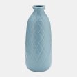 Cer, 12  Plaid Textured Vase, Cameo Blue Online