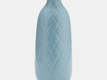 Cer, 12  Plaid Textured Vase, Cameo Blue Online