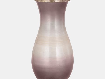 Glass, 18  Vase With Metal Rim, Multi on Sale