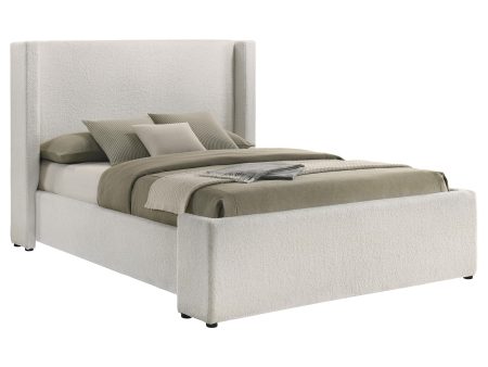 Alamosa Boucle Upholstered Eastern King Wingback Platform Bed White Hot on Sale