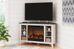 Dorrinson Two-tone Corner TV Stand with Electric Fireplace For Cheap