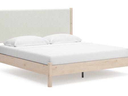 Cadmori Two-tone King Upholstered Panel Bed For Cheap